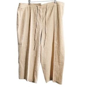 Valerie‎ Steven's gauzy cotton Cropped pants size 22 Beige